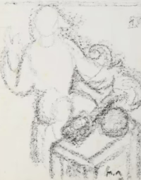 Abstrakte Szene | Kohlezeichnung von Max Ackermann (zugeschrieben)