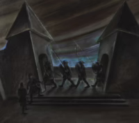 Hamlet (Bühnenbild), 1949 | Entwurf von Ludwig Rybiczka