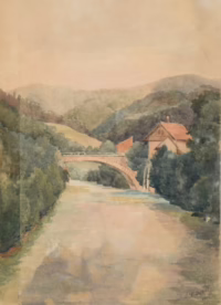 Ansicht Fluss | Aquarell von Emil Schill