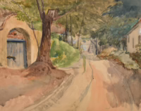 Ansicht Dorfstraße | Aquarell von Emil Schill
